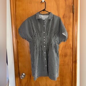 Stylish Black and White Striped button down mini dress